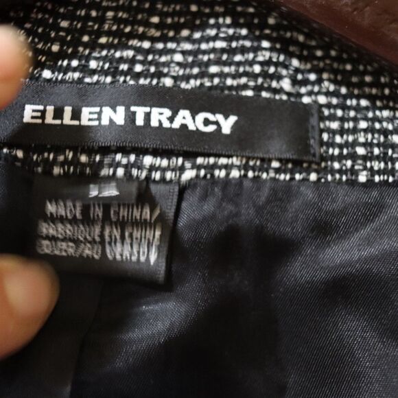 Ellen Tracy Charcoal Black Gray Tweed Skirt Suit 10/12 - Picture 11 of 14